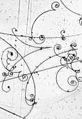 Tracks of electrons and positrons