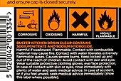 Drain cleaner hazard warning notices