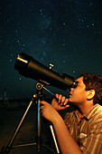 Young Astronomer Observing the Sky