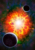 Supernova and planets,artwork
