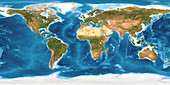 World land cover and sea floor topography