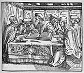 Humanist scholars in debate,16th century