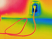 Thermogram electrical outlet in use