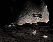 Asteroid mining settlement,artwork