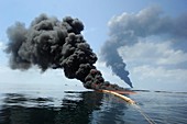 Oil spill burning,USA