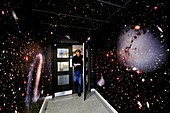 Hallway decorated with galaxies