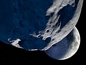 Asteroid approaching the Moon,artwork