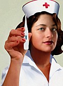 Nurse holding a thermometer,artwork