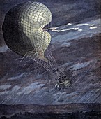 Hot air balloon in a storm,artwork