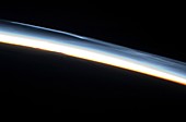 Noctilucent clouds,ISS image