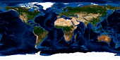Earth,topographic and bathymetric map