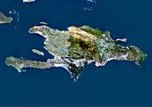 Hispaniola,Caribbean,satellite image