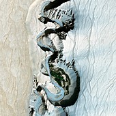 Taklamakan desert river,satellite image