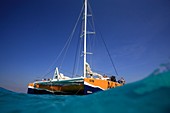 Catamaran and tourists