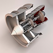 Jet engine,cutaway artwork