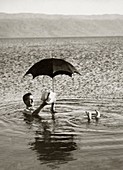 Man floating in the Dead Sea