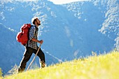 Man hiking in the sun