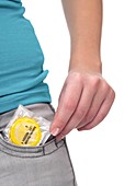 Condom in front pocket
