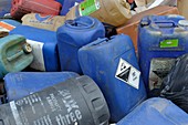 Fly-tipped chemical containers