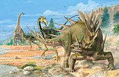 Elaphrosaurus and Kentrosaurus dinosaurs