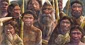 Homo heidelbergensis family,artwork