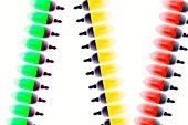 Coloured light bulbs,artwork