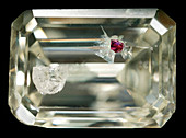 Diamond with garnet inclusion