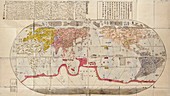 Japanese world map,18th century