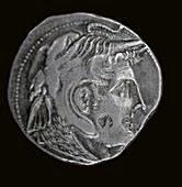 Silver coin Alexander in Elephant Helmet