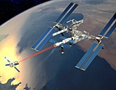 ATV approaching the ISS,artwork