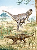 Lower Jurassic period dinosaurs,artwork