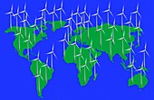 Global wind power,conceptual image