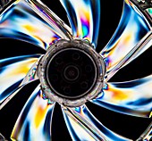 Photoelastic stress of a cooling fan