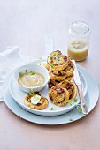 Apple and chorizo pastries with apple sauce
