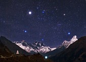 Night sky over the Himalayas