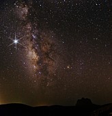Milky way over mountains,Iran