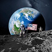 Americans on the moon,artwork
