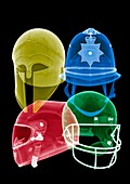 Assorted helmets,X-ray