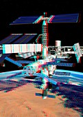 ATV boosting the ISS,stereo image