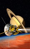 Cassini-Huygens probe at Titan,artwork