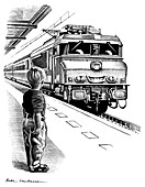 Child train safety,artwork