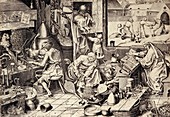 Alchemist at work,16th century