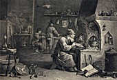 Alchemist at work,18th century
