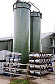 Brewery towers and barrels
