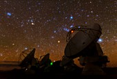 ALMA telescopes at night
