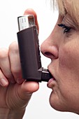 Beclometasone inhaler in use