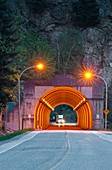 Truck and tunnel