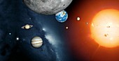 Solar system planets and Sun,artwork