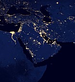 Middle East at night,satellite image