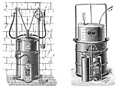 Old and new gasometers,1897